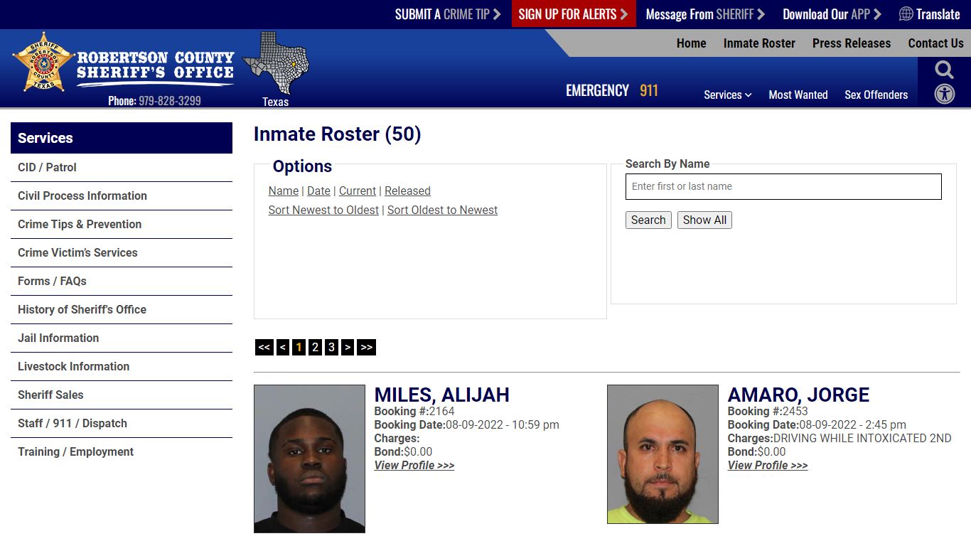 Inmate Roster - Robertson County TX Sheriff